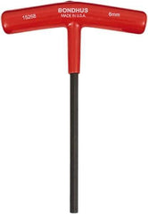 Bondhus - 6mm Hex, T-Handle Cushion Grip, Hex Key - 6" OAL, Protanium High Torque Steel, Metric System of Measurement - Industrial Tool & Supply