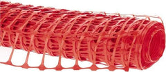 PRO-SAFE - 100' Long x 4' High, Orange Reusable Safety Fence - 1-15/32" x 1-15/32" Mesh - Industrial Tool & Supply