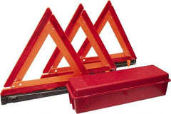 PRO-SAFE - 4 Piece, Highway Triangle Safety Kit - 3 Reflective Triangles, Case - Industrial Tool & Supply