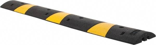 PRO-SAFE - 72" Long x 12" Wide x 2-1/4" High, Speed Bump - Black & Yellow, Rubber - Industrial Tool & Supply