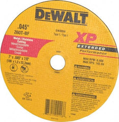 DeWALT - 7" 60 Grit Zirconia Alumina Cutoff Wheel - 0.045" Thick, 7/8" Arbor, 8,700 Max RPM, Use with Circular Saws - Industrial Tool & Supply