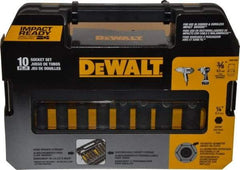 DeWALT - 10 Piece 3/8" Drive Thin Wall Deep Impact Socket Set - 6 Points, 5/16 to 3/4", Inch Measurement Standard - Industrial Tool & Supply