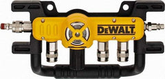 DeWALT - Aluminum Heavy Duty Quadraport Air Line Splitter with Regulator - 200 Max psi, 12-1/2" Long, 3/8 NPT Diam Inlet Fitting - Industrial Tool & Supply
