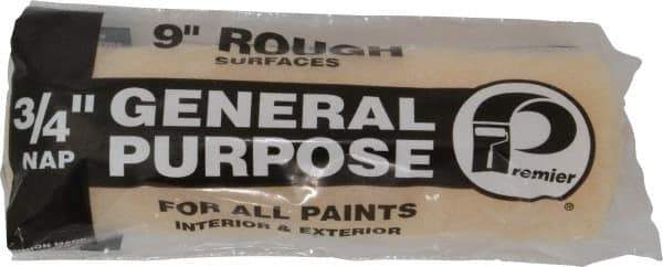 Premier Paint Roller - 3/4" Nap, 9" Wide Paint General Purpose Roller Cover - Semi-Smooth Texture, Polyester - Industrial Tool & Supply