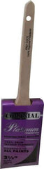 Premier Paint Roller - 2-1/2" Angled Synthetic Sash Brush - 3" Bristle Length, 9" Wood Rattail Handle - Industrial Tool & Supply
