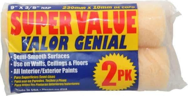 Premier Paint Roller - 3/8" Nap, 9" Wide Paint General Purpose Roller Cover - Semi-Smooth Texture, Polyester - Industrial Tool & Supply