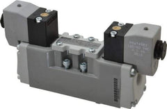 Parker - Double Solenoid 3 Position, Aluminum Solenoid Valve - Center Exhaust Open, Nitrile Seal - Industrial Tool & Supply