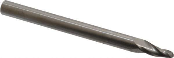 Onsrud - 1/8" Cutting Diam x 1/2" Length of Cut, 2 Flute, Upcut Spiral Router Bit - Uncoated, Right Hand Cut, Solid Carbide, 3" OAL x 1/4" Shank Diam, Ball End Taper - Industrial Tool & Supply