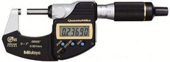 Mitutoyo - 0.001 mm Resolution, Standard Throat, Electronic Outside Micrometer - Includes Stand - Industrial Tool & Supply