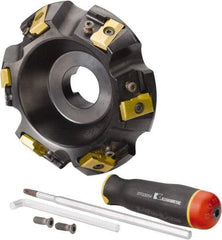 Kennametal - 5" Cut Diam, 1-1/2" Arbor Hole, 21.41mm Max Depth of Cut, 30° Indexable Chamfer & Angle Face Mill - 6 Inserts, LN.U 2210... Insert, Right Hand Cut, 6 Flutes, Series MEGA60 - Industrial Tool & Supply