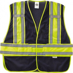Ergodyne - Size XL/2XL High Visibility Navy Blue Mesh Expandable Vest - 48 to 56" Chest, Hook & Loop Closure, 1 Pocket, Polyester - Industrial Tool & Supply