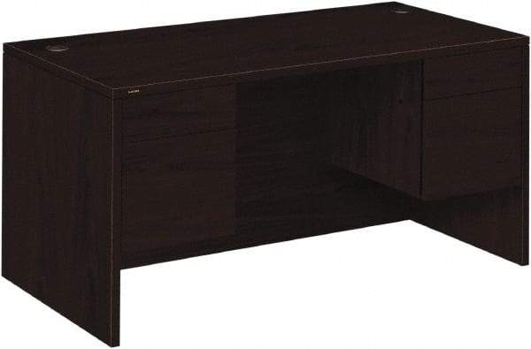 Hon - Woodgrain Laminate Double Pedestal Desk - 60" Wide x 30" Deep x 29-1/2" High, Mahogany - Industrial Tool & Supply
