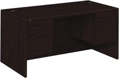 Hon - Woodgrain Laminate Double Pedestal Desk - 60" Wide x 30" Deep x 29-1/2" High, Mahogany - Industrial Tool & Supply