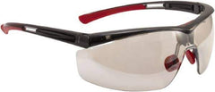 North - Indoor/Outdoor Lenses, Framed Safety Glasses - Anti-Fog, Black/Red Frame, Adjustable Temples, Size Universal, Wrap Around - Industrial Tool & Supply