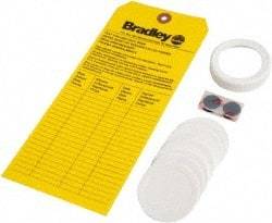 Bradley - Paper, Foam & Plastic Plumbed Wash Station Refill Kit - Yellow & White Matting, Includes Replacement Cap, Inspection Tag, (9) Foam Liners - Industrial Tool & Supply