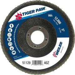 5″ Tiger Paw Abrasive Flap Disc, Flat, Phenolic Backing, 40Z, 7/8″ Arbor Hole - Industrial Tool & Supply