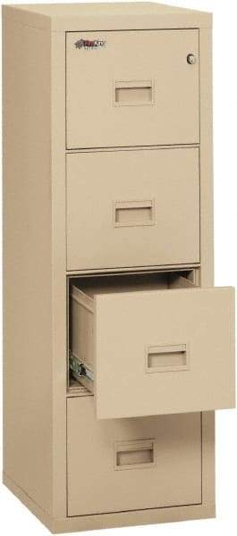 FireKing - 17-3/4" Wide x 52-3/4" High x 22-1/8" Deep, 4 Drawer Vertical File - Steel, Parchment - Industrial Tool & Supply