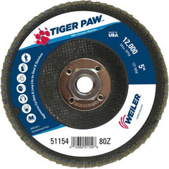 5″ Tiger Paw Abrasive Flap Disc, Flat, Phenolic Backing, 80Z, 5/8″-11 Arbor Hole - Industrial Tool & Supply