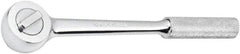 SK - 1/2" Drive Round Head Ratchet - Full Polish Chrome Finish, 15" OAL, 50 Gear Teeth, Full Polished Knurled Handle, Reversible Head - Industrial Tool & Supply