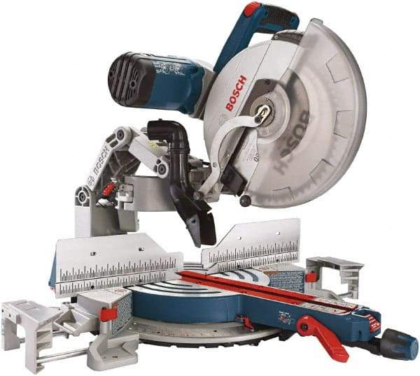 Bosch - 15 Amp, 3,800 RPM, 45° Right Double Bevel Sliding Miter Saw - 12" Blade Diam - Industrial Tool & Supply
