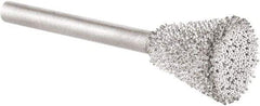 KUTZALL - 3/8" Cut Diam, 1/8" Shank Diam, Inverted Cone Head Burr - Carbide - Industrial Tool & Supply