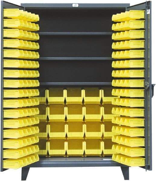 Strong Hold - 3 Shelf 110 Bin Storage Cabinet - Steel, 36" Wide x 24" Deep x 78" High, Dark Gray - Industrial Tool & Supply