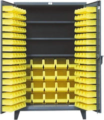 Strong Hold - 3 Shelf 110 Bin Storage Cabinet - Steel, 36" Wide x 24" Deep x 78" High, Dark Gray - Industrial Tool & Supply