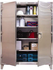 Strong Hold - 4 Shelf Locking Storage Cabinet - Stainless Steel, 60" Wide x 24" Deep x 72" High, Dark Gray - Industrial Tool & Supply