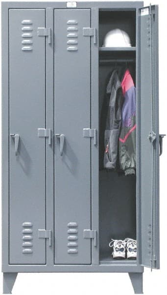 Strong Hold - 3 Door, 1 Tier, Steel Locker - Industrial Tool & Supply