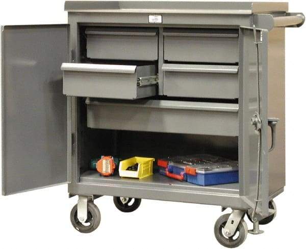 Strong Hold - 24" Wide x 36" High x 36" Deep, 5 Drawer Tool Cart - 400 Lb Capacity, Steel, Dark Gray - Industrial Tool & Supply