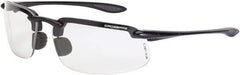 CrossFire - Clear Lenses, Frameless Safety Glasses - Scratch Resistant, Black Polycarbonate Frame, Size Universal, Wrap Around - Industrial Tool & Supply