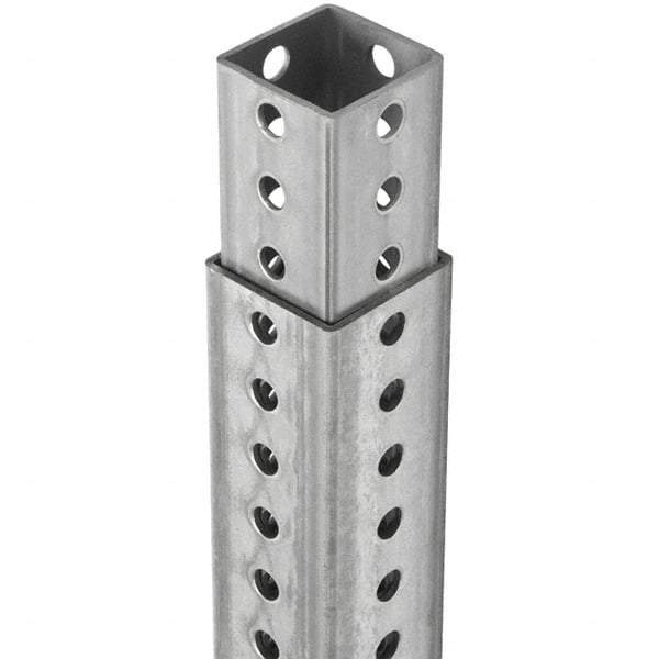 TAPCO - 4' High, Galvanized Traffic Sign Post - Steel, 7/16" Hole Diam, Silver - Industrial Tool & Supply