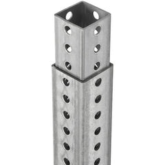TAPCO - 4' High, Galvanized Traffic Sign Post - Steel, 7/16" Hole Diam, Silver - Industrial Tool & Supply