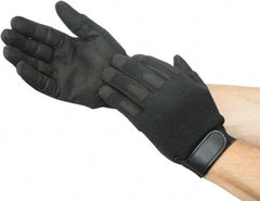 Ability One - Size L Nylon/Spandura General Protection Work Gloves - For Mechanic's & Lifting, Uncoated, Hook & Loop Cuff, Full Fingered, Black, Paired - Industrial Tool & Supply