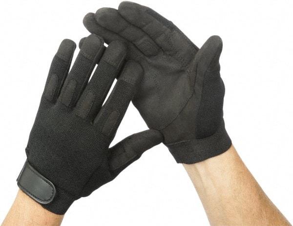 Ability One - Size 2XL Nylon/Spandura General Protection Work Gloves - For Mechanic's & Lifting, Uncoated, Hook & Loop Cuff, Full Fingered, Black, Paired - Industrial Tool & Supply