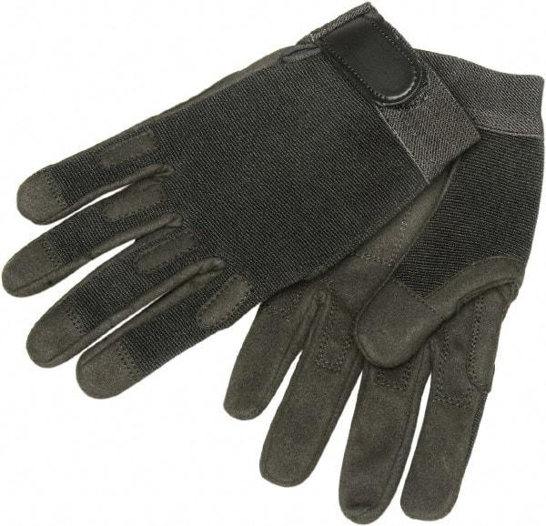 Ability One - Size M Nylon/Spandura General Protection Work Gloves - For Mechanic's & Lifting, Uncoated, Hook & Loop Cuff, Full Fingered, Black, Paired - Industrial Tool & Supply