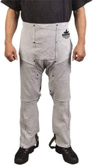 MCR Safety - Size Universal Leather Welding Chaps - No Pockets, 38" Inseam, Gray - Industrial Tool & Supply
