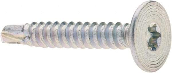 Value Collection - #10-16, Flat Head, Torx Drive, 1-1/4" Self Drilling Screw - Steel, Zinc-Plated Finish - Industrial Tool & Supply