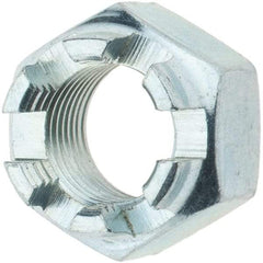 Value Collection - 1/2-20 UNF Grade 5 Steel Castle Locknut - Zinc-Plated Finish - Industrial Tool & Supply