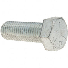 Value Collection - 7/8-9 UNC, 2-1/2" Length Under Head Hex Head Cap Screw - Fully Threaded, Grade 5 Steel, Zinc-Plated Finish, 1-5/16" Hex - Industrial Tool & Supply