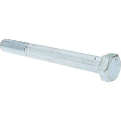 Value Collection - 3/4-10 UNC, 7" Length Under Head Hex Head Cap Screw - Partially Threaded, Grade 5 Steel, Zinc-Plated Finish, 1-1/8" Hex - Industrial Tool & Supply