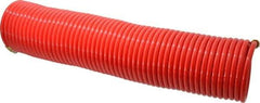 PRO-SOURCE - 1/4" ID, 1/4 Thread, 50' Long, Red Nylon Coiled & Self Storing Hose - 350 Max psi, Male Swivel x Male Swivel - Industrial Tool & Supply