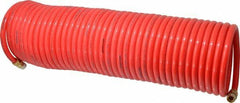PRO-SOURCE - 3/8" ID, 3/8 Thread, 50' Long, Red Nylon Coiled & Self Storing Hose - 310 Max psi, Male Swivel x Male Swivel - Industrial Tool & Supply