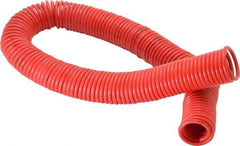 PRO-SOURCE - 1/8" ID, 1/8 Thread, 50' Long, Red Nylon Coiled & Self Storing Hose - 386 Max psi, No Fittings - Industrial Tool & Supply