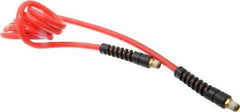 PRO-SOURCE - 5/16" ID, 1/4 Thread, 5' Long, Red Polyurethane Coiled & Self Storing Hose - 120 Max psi, Male Swivel x Male Swivel - Industrial Tool & Supply