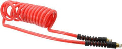 PRO-SOURCE - 5/16" ID, 1/4 Thread, 10' Long, Red Polyurethane Coiled & Self Storing Hose - 120 Max psi, Male Swivel x Male Swivel - Industrial Tool & Supply