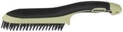 Hyde Tools - 1-1/8 Inch Trim Length Steel Scratch Brush - 6" Brush Length, 11-3/4" OAL, 1-1/8" Trim Length, Plastic with Rubber Overmold Ergonomic Handle - Industrial Tool & Supply