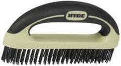 Hyde Tools - 1-1/8 Inch Trim Length Steel Scratch Brush - 8" Brush Length, 8" OAL, 1-1/8" Trim Length, Plastic with Rubber Overmold Ergonomic Handle - Industrial Tool & Supply