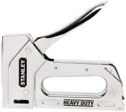 Stanley - Manual Staple Gun - 1/4, 5/16, 3/8, 1/2, 9/16" Staples, Chrome, Chrome Plated Steel - Industrial Tool & Supply