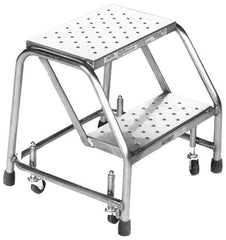 Ballymore - 19" 2 Step Ladder - Rolling Safety Ladder, 450 Lb Capacity, 19" Platform Height, 20" Base Width x 19" Base Depth, Perforated Tread - Industrial Tool & Supply